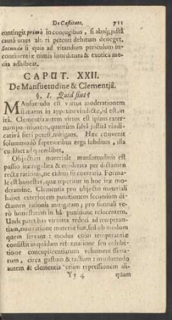 Caput XXII. De Mansuetudine & Clementia