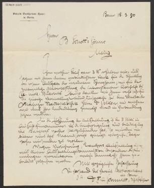 Brief an B. Schott's Söhne : 15.03.1890