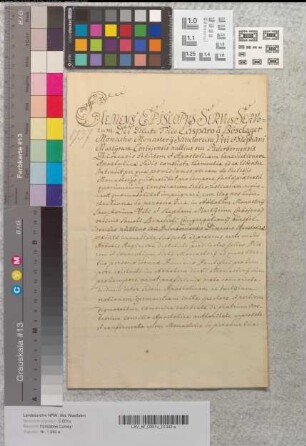 Papst Clemens XII. befreit den neuen Abt Kaspar von Böselager zu Corvey von den kirchlichen Zensuren. Octavo kal. [?] iluii.