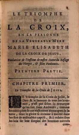 Le Triomphe de la Croix en la Personne de la ... Marie Elisabeth de la Croix de Jesus