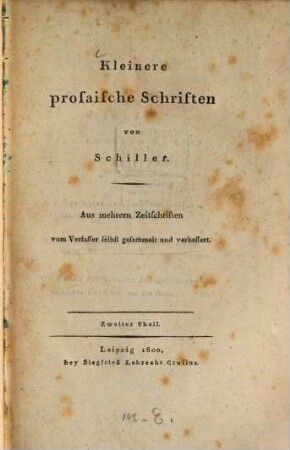 Kleinere prosaische Schriften, 2