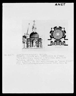 Anet, Schlosskapelle, Grundriss und Schnitt