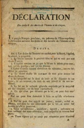 Constitution de la République Française, proposée au peuple français par la Convention Nationale : Suivi de la Loi du 5 Fructidor, an 3, sur les moyens de terminer la Révolution