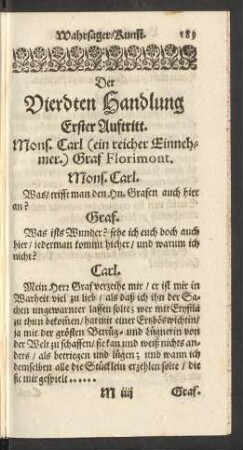 Der Vierdten Handlung Erster Auftritt. [bis] Neundter Auftritt.