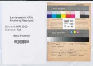Entnazifizierung Heinrich Hoss, geb. 28.05.1902 (Gaertner)