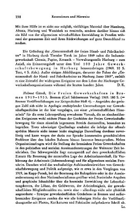 100 Jahre Gewerkschaftsbewegung in Harburg, hrsg. von der Industriegewerkschaft Chemie, Papier, Keramik, Verwatlungsstelle Harburg : Harburg, 1969