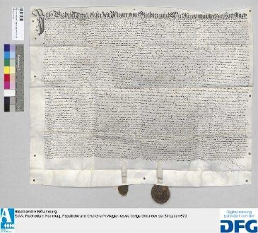 Anna Tucherin, Priorin und Ursula Zeisin, Konventualin des Klosters Engelthal, übergeben vor Gabriel Tetzel, Pflegern, und Bürgermeister, Rat und Schöffen der Stadt Hersbruck an Jobst Tetzel und Gabriel Nützel, beide des Älteren Geheimen Rates zu Nürnberg, als Abgesandten des Rats daselbst, die Baulichkeiten und Einkünfte des Klosters Engelthal. - Siegler: der obengenannte Pfleger und der Rat der Stadt Hersbruck.