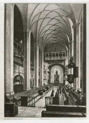 Inneres der Thomaskirche nach Osten, Zustand 1815-1884 vor dem Umbau von 1885