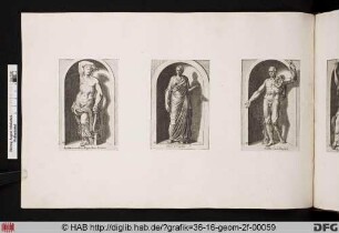 Rechts: Männliche Statue aus der Sammlung Borghese.