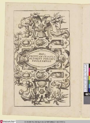 [Kartusche mit Masken und Muschelwerk]
