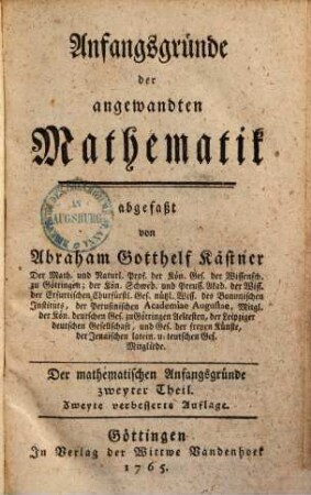 Anfangsgründe der angewandten Mathematik