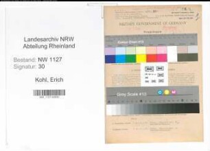 Entnazifizierung Erich Kohl , geb. 22.06.1909 (Vermessungsrat)