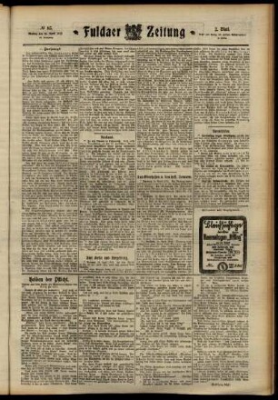 Zweite Ausgabe vom Montag, den 15. April 1912.