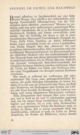 Bruegel im Urteil der Nachwelt