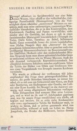 Bruegel im Urteil der Nachwelt