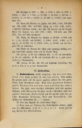 Sammlung von arithmetischen Aufgaben mit den notwendigsten Definitionen und Gesetzen für Mittelschulen