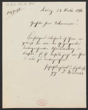 Brief an Friedrich Johannsen : 23.11.1896