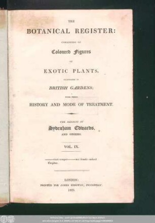 9: The Botanical register : consisting of coloured figures of exotic plants