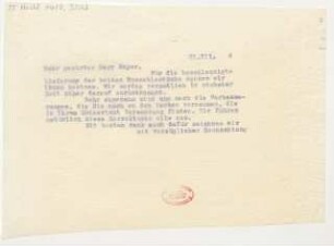Brief an Fritz Meyer : 31.03.1914