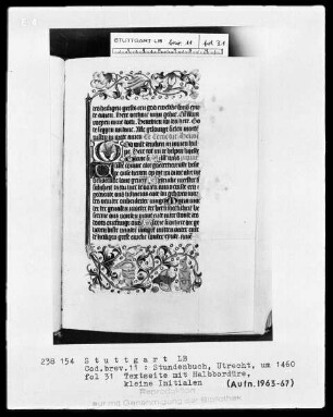 Niederländisches Stundenbuch (Handschrift der Brüder vom gemeinsamen Leben) — Zwei Phantasietierchen, Folio 31recto
