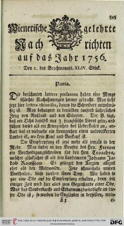 Den 1. des Brachmonats. XLIV. Stück