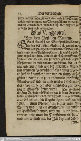 Das V. Capitel. Von den Postillen-Reutern