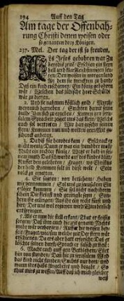 Am Tage der Offenbahrung Christi denen weisen oder so genannten drey Königen.
