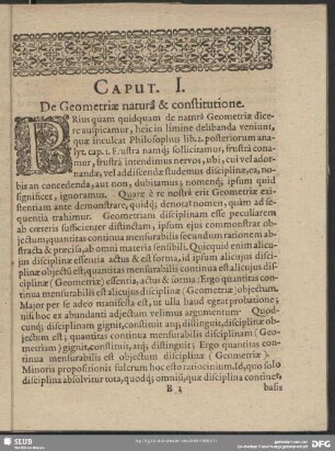 Caput. I. De Geometriae natura & constitutione