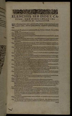 Elenchus Seu Index Capitum, Quæ In Hoc Libello Tractantur Et Explicantur.
