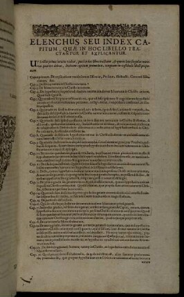 Elenchus Seu Index Capitum, Quæ In Hoc Libello Tractantur Et Explicantur.