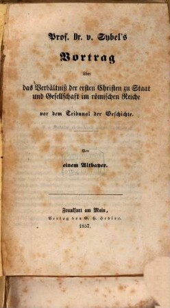 Kleine historische Abhandlungen, 1