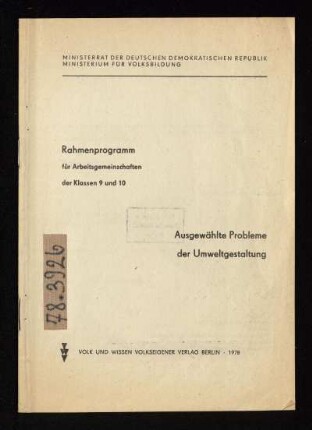 Ausgewählte Probleme der Umweltgestaltung