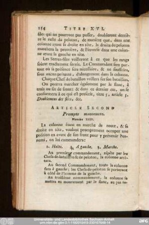 Article Second Prompte manoeuvre. Planche XXIV.