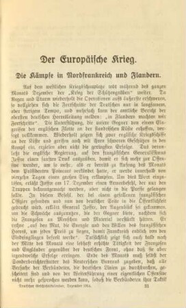 Die Kämpfe in Nordfrankreich und Flandern