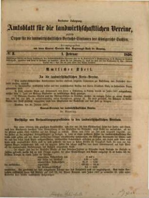 Amtsblatt für die landwirthschaftlichen Vereine : zugl. Organ für die Landwirthschaftlichen Versuchsanstalten des Königsreiches Sachsen. 6, 6. 1858