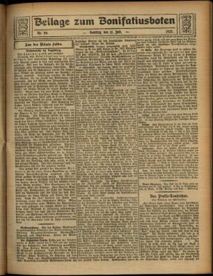 Zweite Ausgabe vom Sonntag, den 17. Juli 1927.