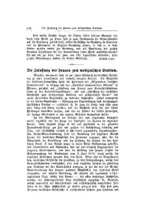 Die Zulassung der Frauen zum medizinischen Studium