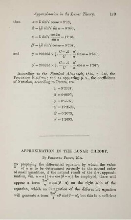 Approximation in the lunar theory.