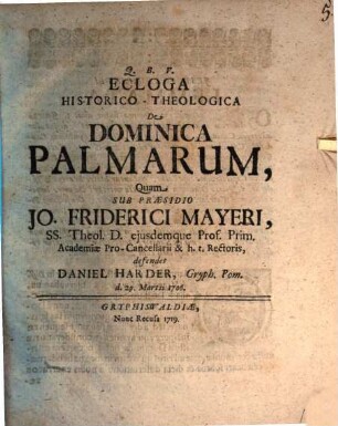Ecloga hist. theol. de dominica palmarum