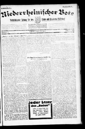 Niederrheinischer Bote : rechtsstehende Zeitung für den Stadt- und Landkreis Düsseldorf