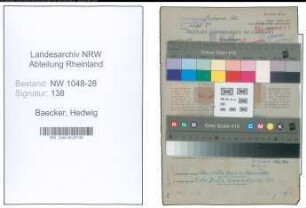 Entnazifizierung Hedwig Baecker , geb. 20.07.1901 (Postassistentin)