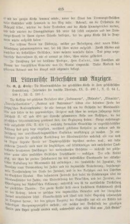 415-426 Litterarische Uebersichten und Anzeigen