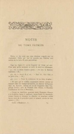 Notes du tome premier