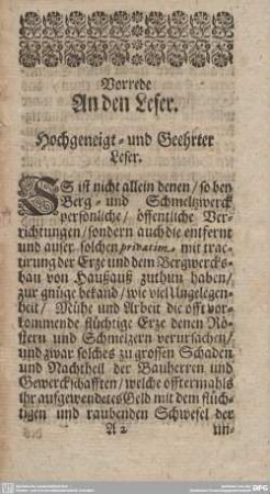 Vorred an den Leser.