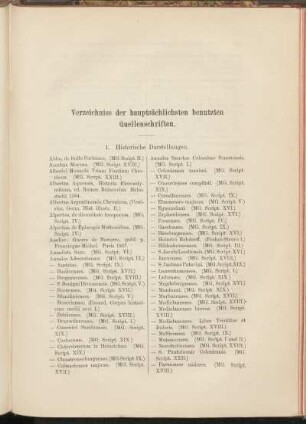 Verzeichniss der hauptsächlichsten benutzten Quellenschriften.