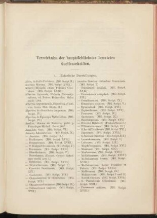 Verzeichniss der hauptsächlichsten benutzten Quellenschriften.