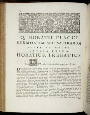 Satira Prima. Horatius Trebatius. / Satire Premiere. Horace, Trebatius. - Satira II.