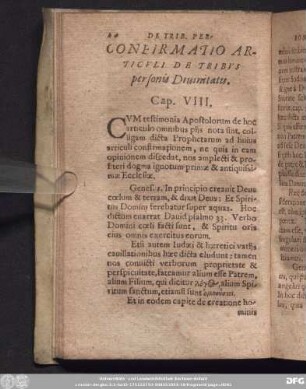 Confirmatio Articuli De Tribus personis Divinitatis. Cap. VIII.