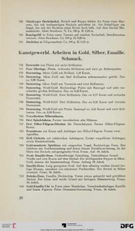 Kunstgewerbl. Arbeiten in Gold, Silber, Emaille. Schmuck.