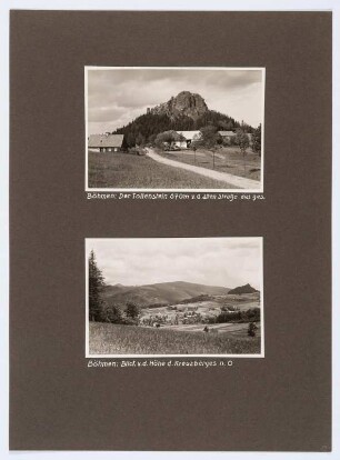 Referenzmappe 3/17 des Fotografen Walter Möbius : Mappenblatt 53 mit zwei Fotografien (Tollenstein und Landschaft in Böhmen)
